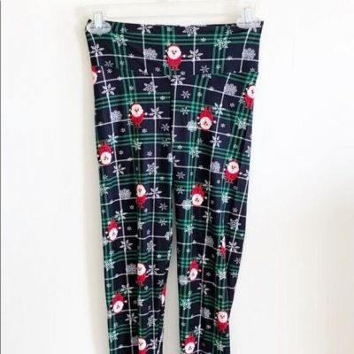 Derek Heart Christmas Santa Plaid Soft Leggings Size small NWOT